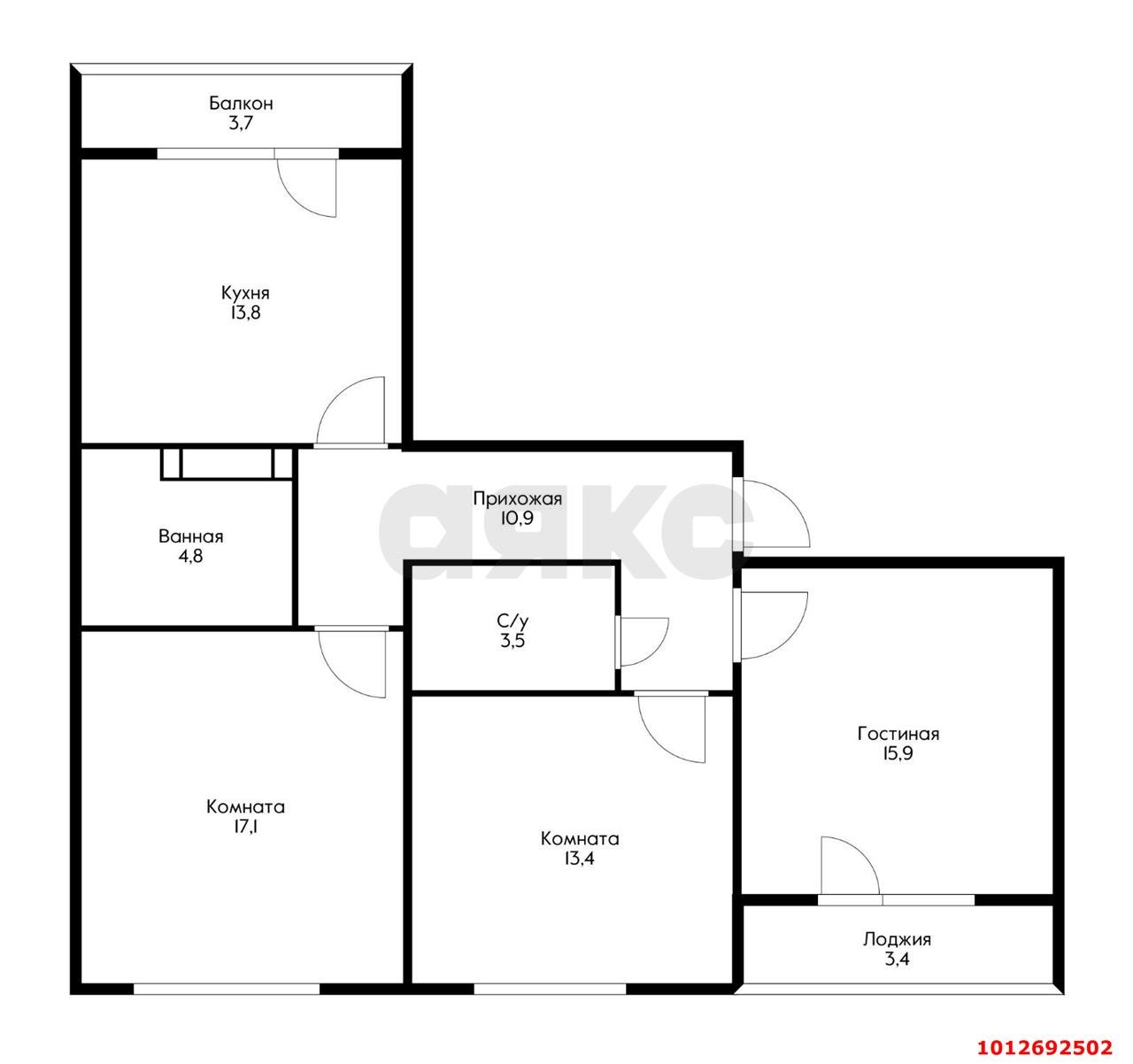 Фото №4: 3-комнатная квартира 86 м² - Краснодар, жилой комплекс Все Свои, ул. Колхозная, 5к6