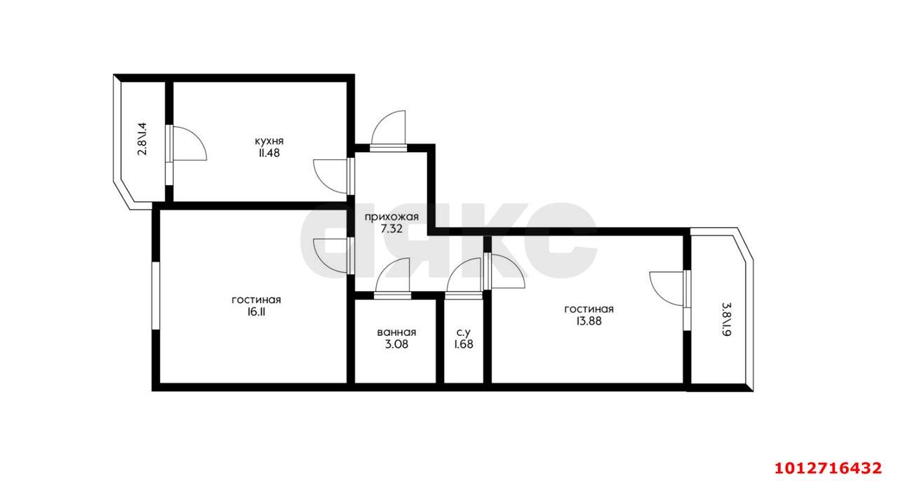 Фото №13: 2-комнатная квартира 60 м² - Краснодар, Губернский, ул. им. Героя Яцкова И.В., 15к2