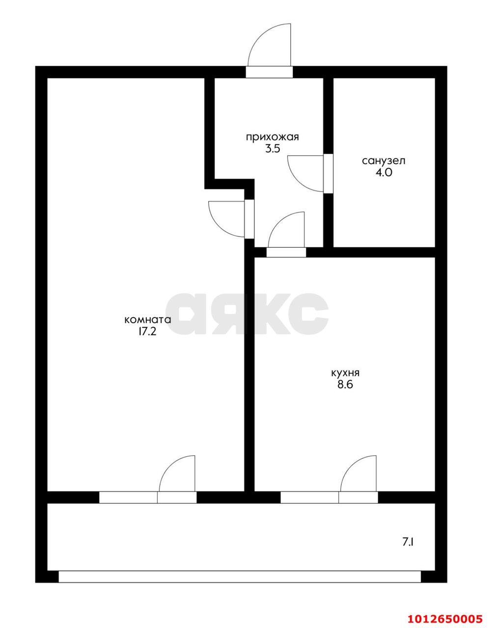 Фото №9: 1-комнатная квартира 33 м² - Южный, ул. Азовская, 2