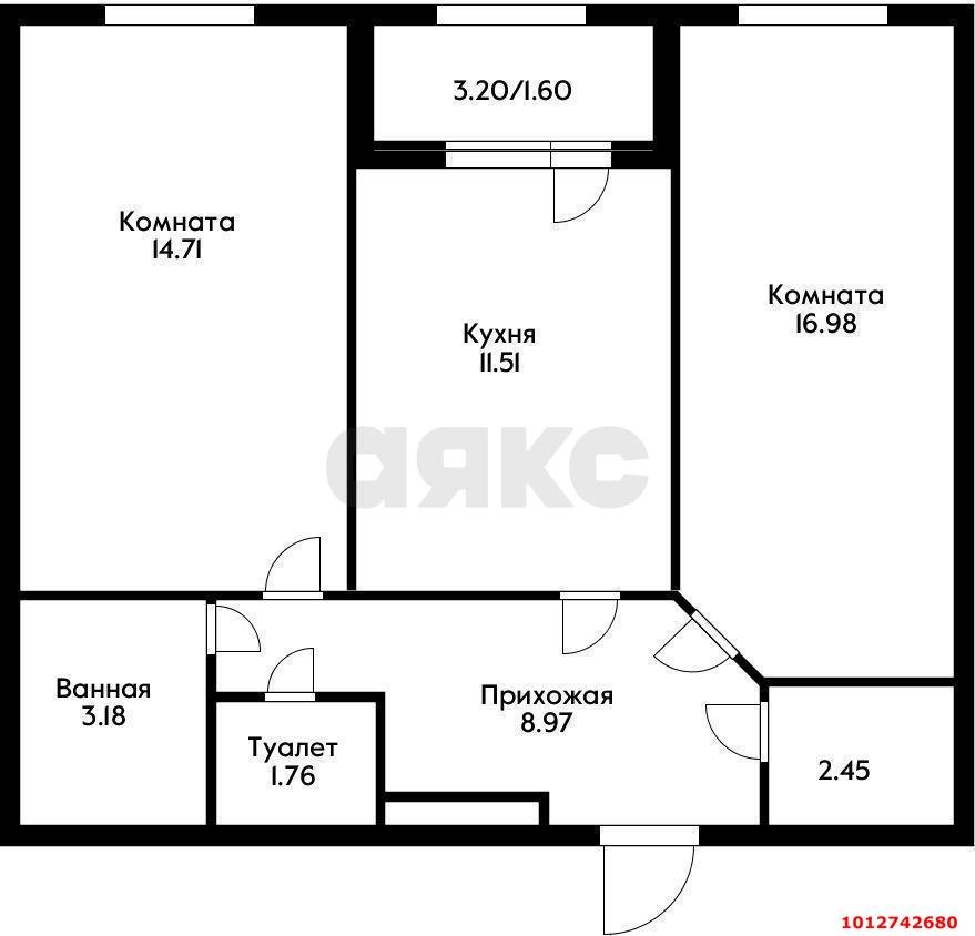 Фото №2: 2-комнатная квартира 62 м² - Краснодар, Завод Измерительных Приборов, ул. Зиповская, 38