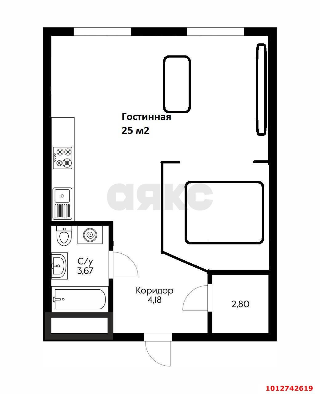 Фото №16: 1-комнатная квартира 38 м² - Краснодар, Завод Измерительных Приборов, ул. Зиповская, 36