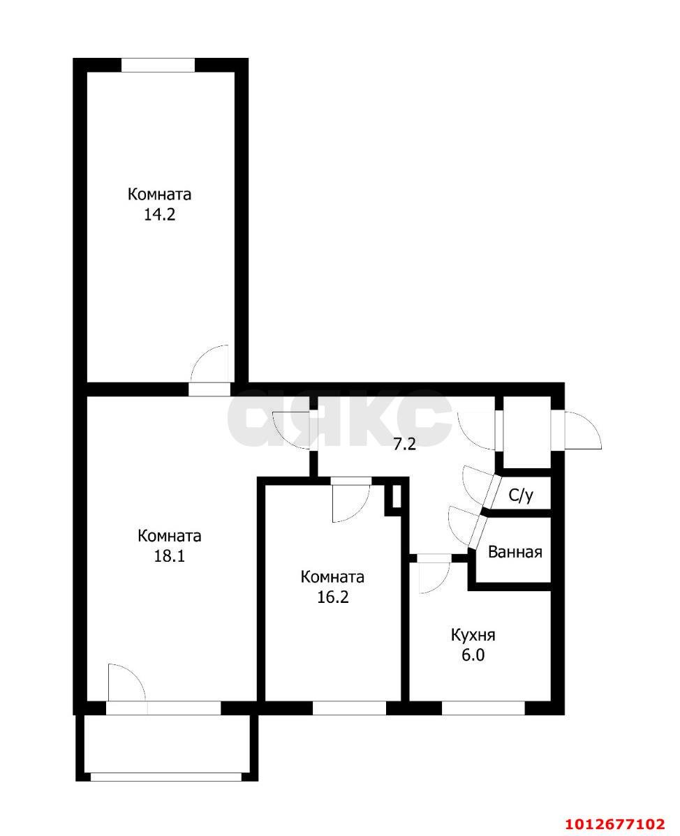 Фото №15: 3-комнатная квартира 59 м² - Краснодар, Центральный, ул. Коммунаров, 286