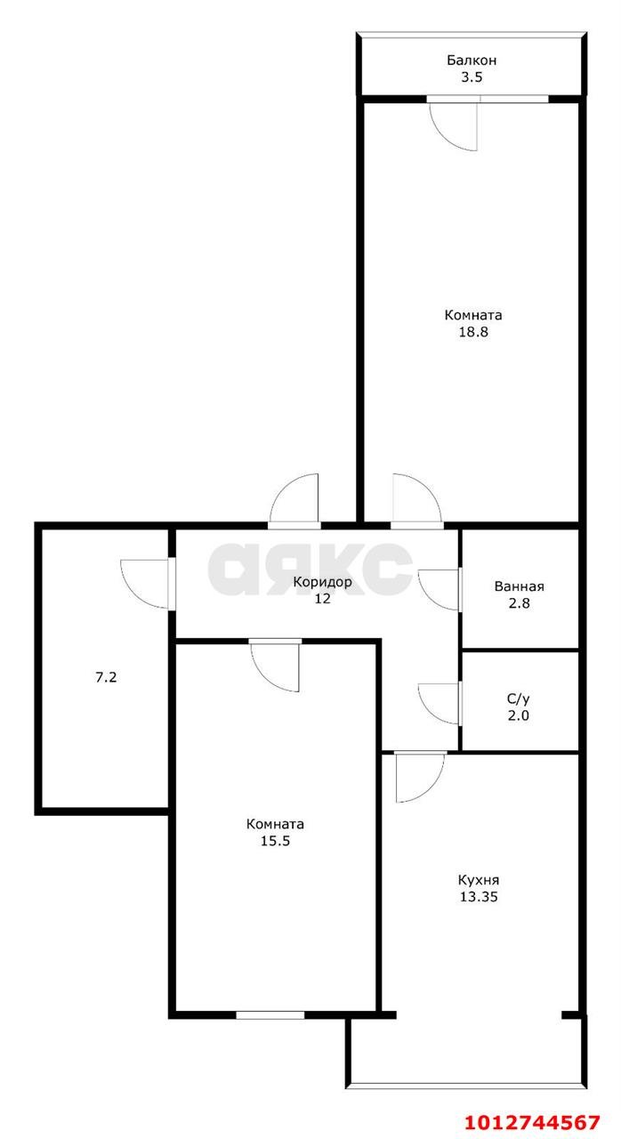 Фото №19: 2-комнатная квартира 73 м² - Краснодар, Музыкальный, ул. имени С.С. Прокофьева, 17