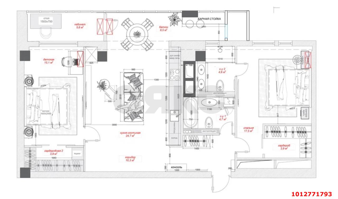 Фото №8: 3-комнатная квартира 102 м² - Краснодар, Центральный, ул. Будённого, 129