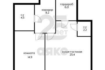 Фото №2: 1-комнатная квартира 62 м² - Краснодар, мкр. Фестивальный, ул. Гаражная, 79/1