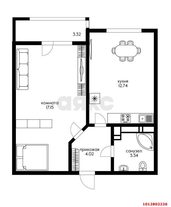 Фото №2: 1-комнатная квартира 41 м² - Краснодар, жилой комплекс Облака, ул. имени Генерала Корнилова, 9А