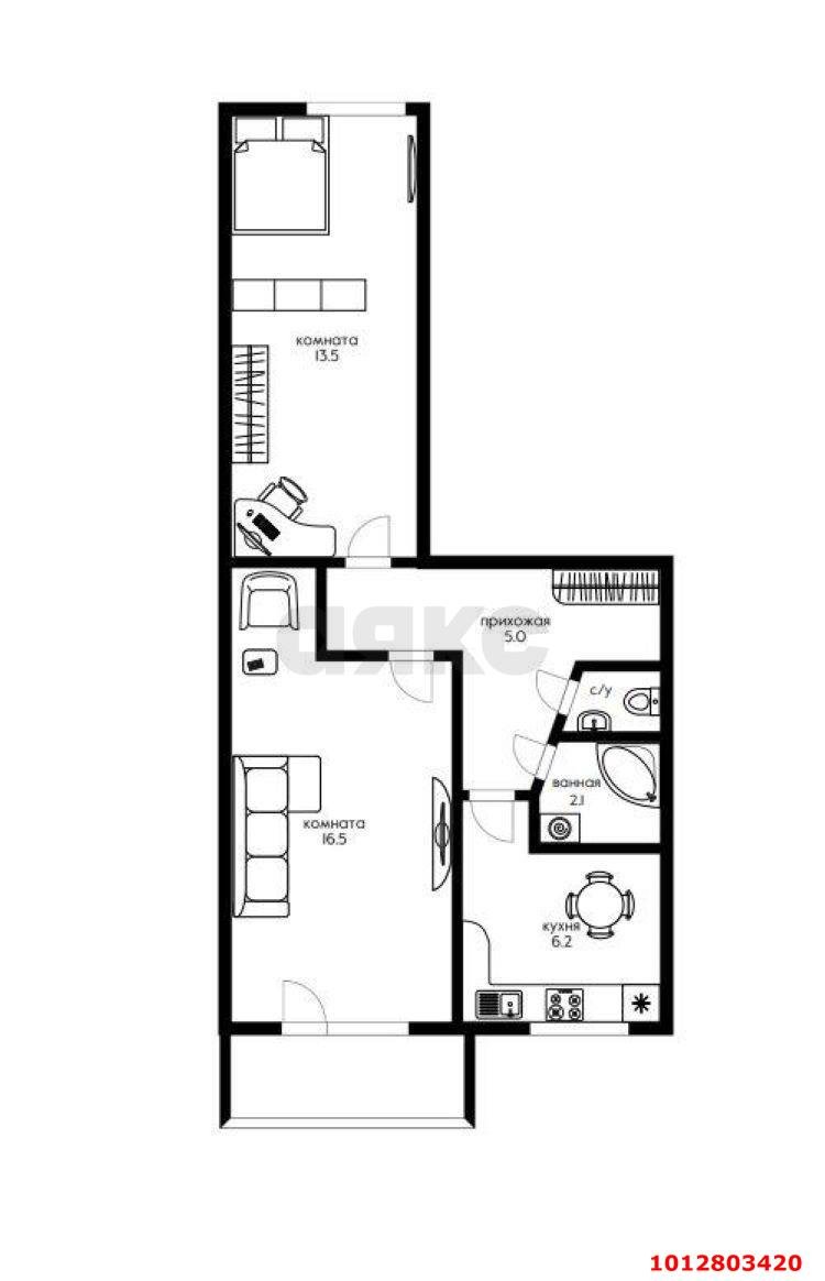 Фото №14: 2-комнатная квартира 48 м² - Краснодар, Авиагородок, ул. Авиагородок, 21