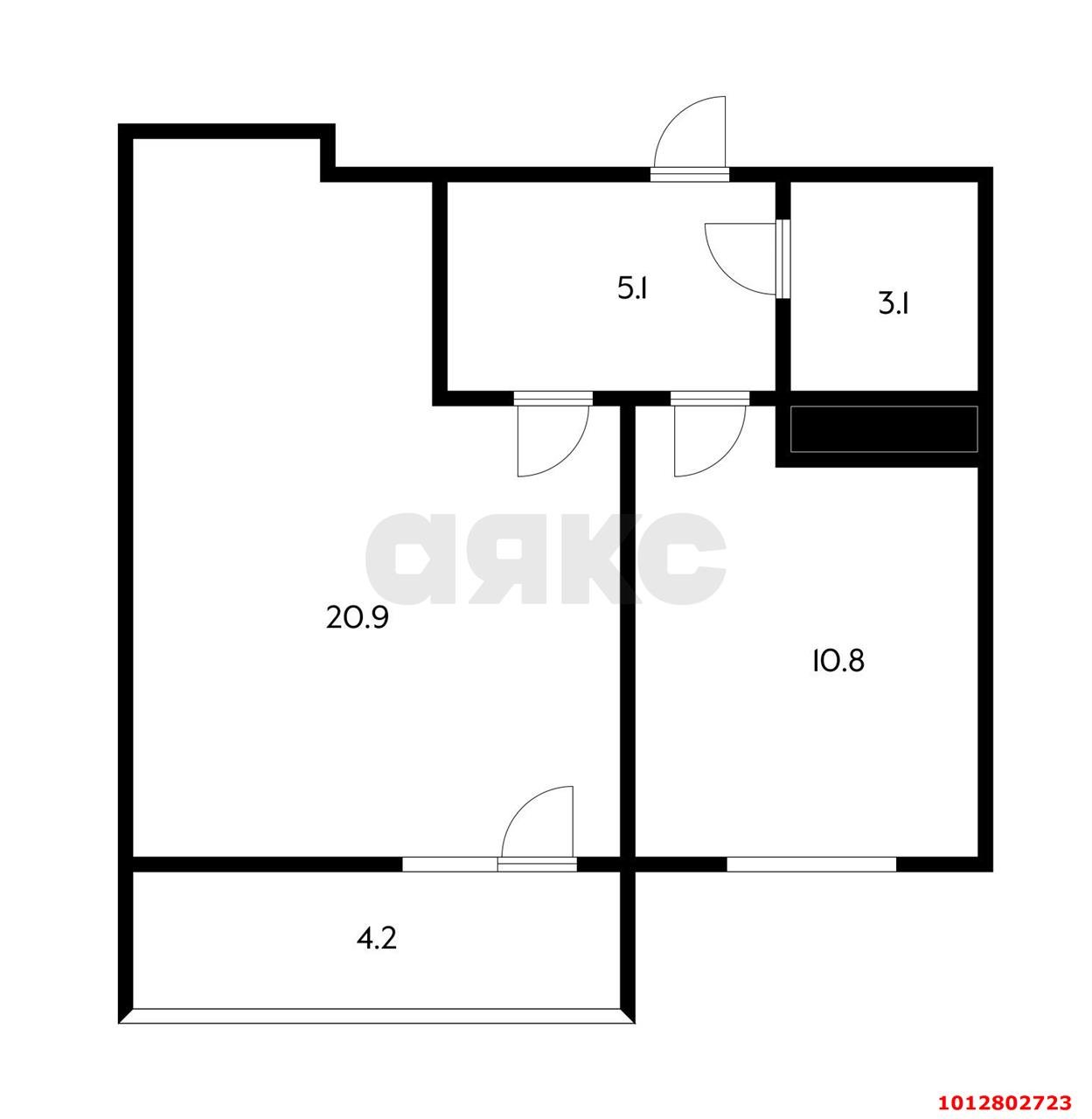 Фото №13: 1-комнатная квартира 44 м² - Краснодар, Отделение № 1 совхоза Солнечный, ул. Ковалёва, 5