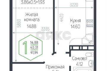 Фото №3: 1-комнатная квартира 43 м² - Краснодар, мкр. Черёмушки, ул. Обрывная, 132/1