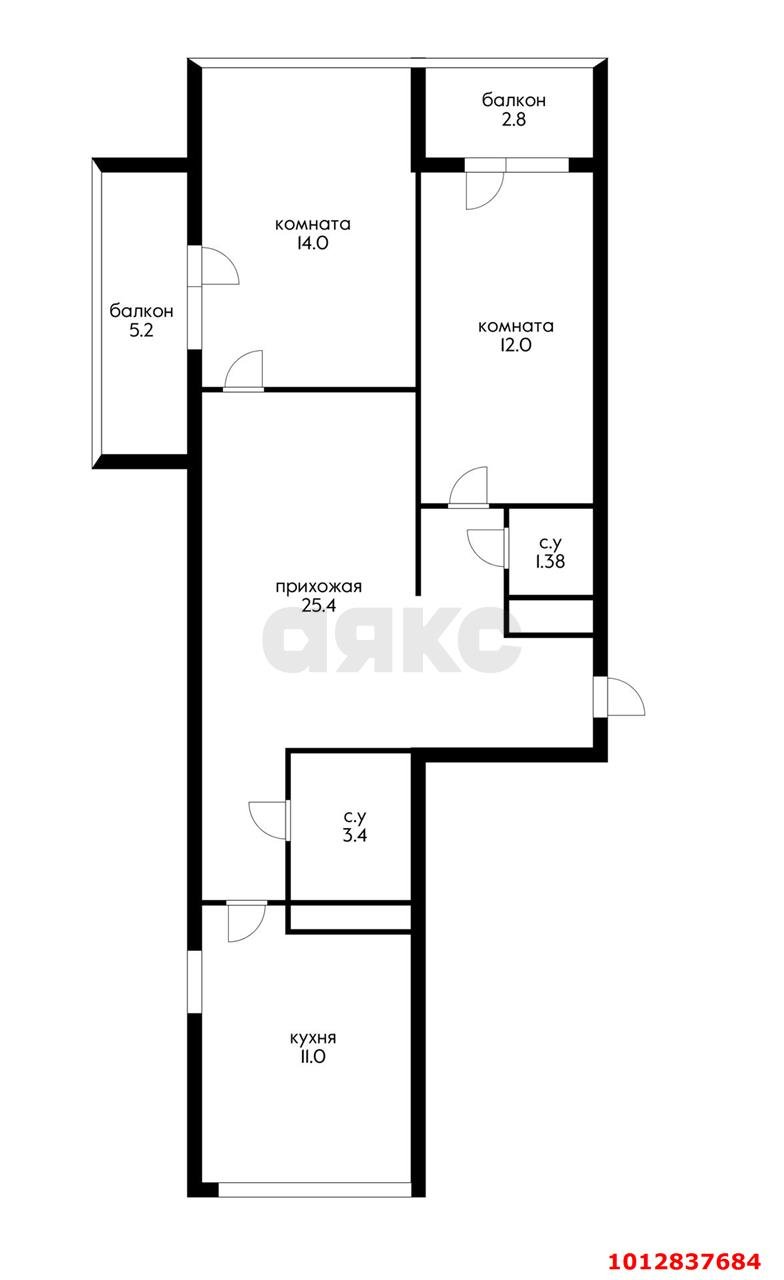 Фото №5: 2-комнатная квартира 71 м² - Краснодар, Гидростроителей, ул. Дмитрия Благоева, 29к3