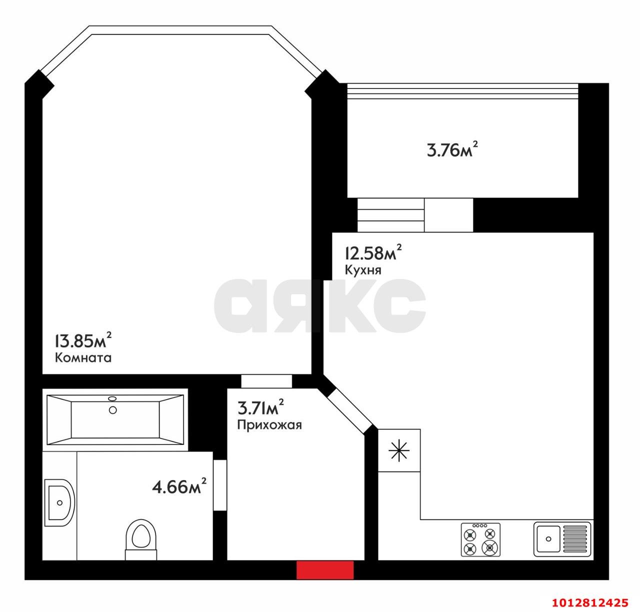 Фото №12: 1-комнатная квартира 34 м² - Краснодар, Славянский, ул. Красных Партизан, 1/4к16