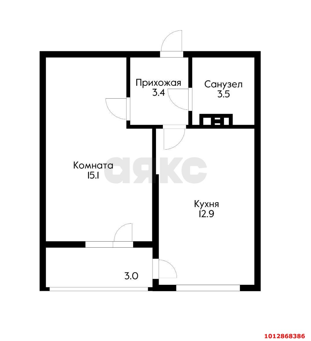 Фото №10: 1-комнатная квартира 37 м² - Краснодар, жилой комплекс Самолёт-5, ул. Ивана Беличенко, 103