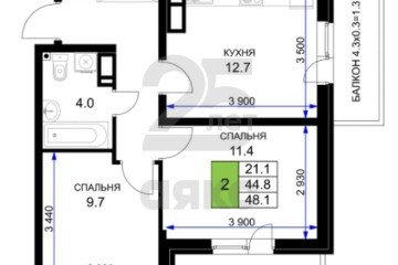 Фото №3: 2-комнатная квартира 48 м² - Краснодар, мкр. жилой комплекс Ракурс, 