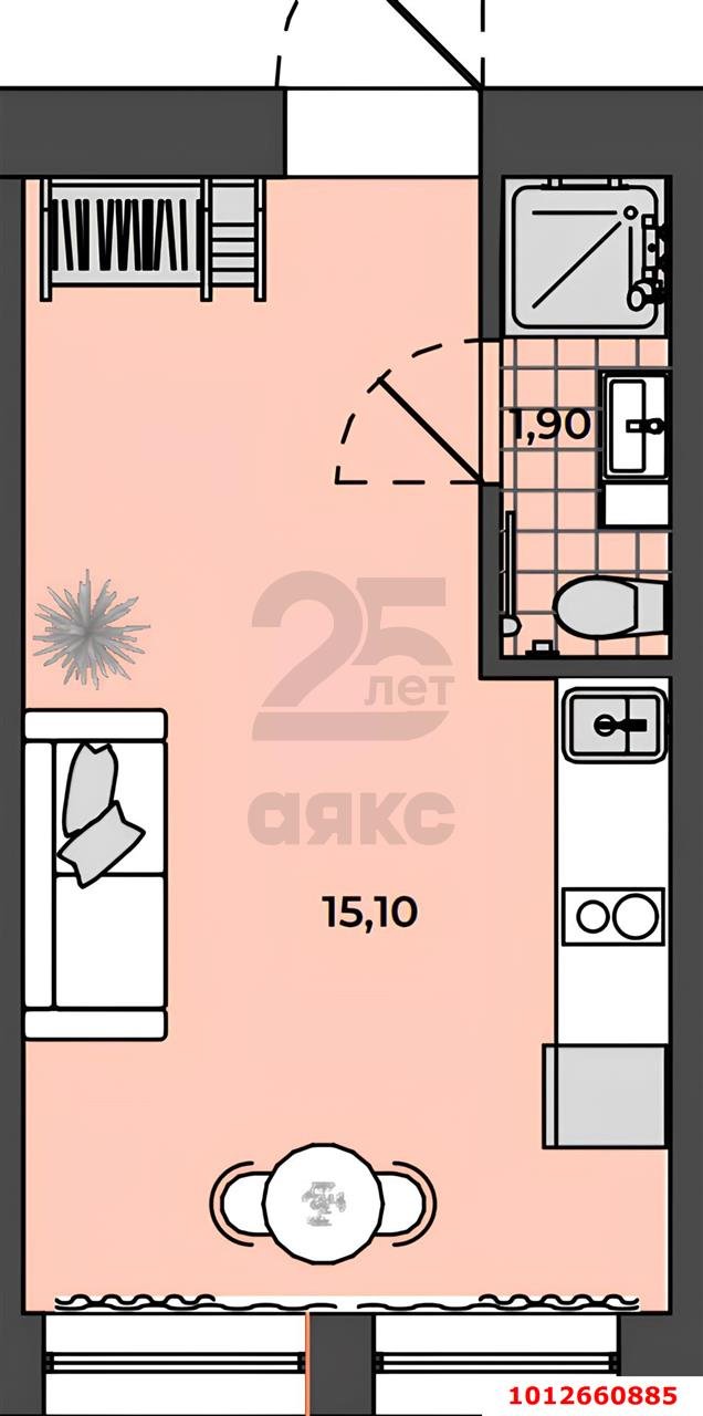 Фото №4: Студия 17 м² - Яблоновский, ул. Связи, 9