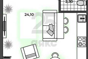 Фото №1: Студия 26 м² - Яблоновский, ул. Связи, 9