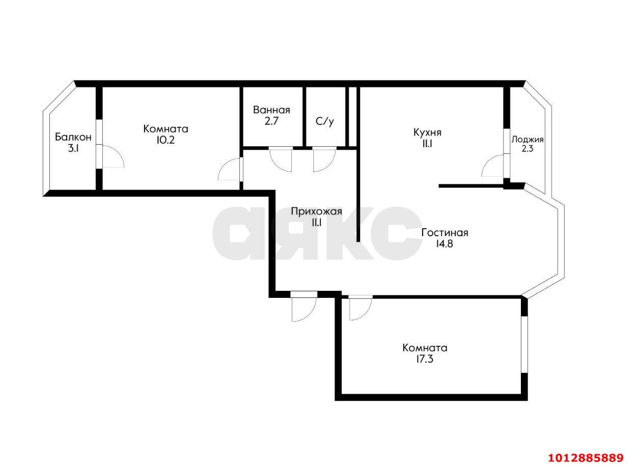 Фото №14: 3-комнатная квартира 68 м² - Краснодар, Завод Измерительных Приборов, ул. Российская, 79