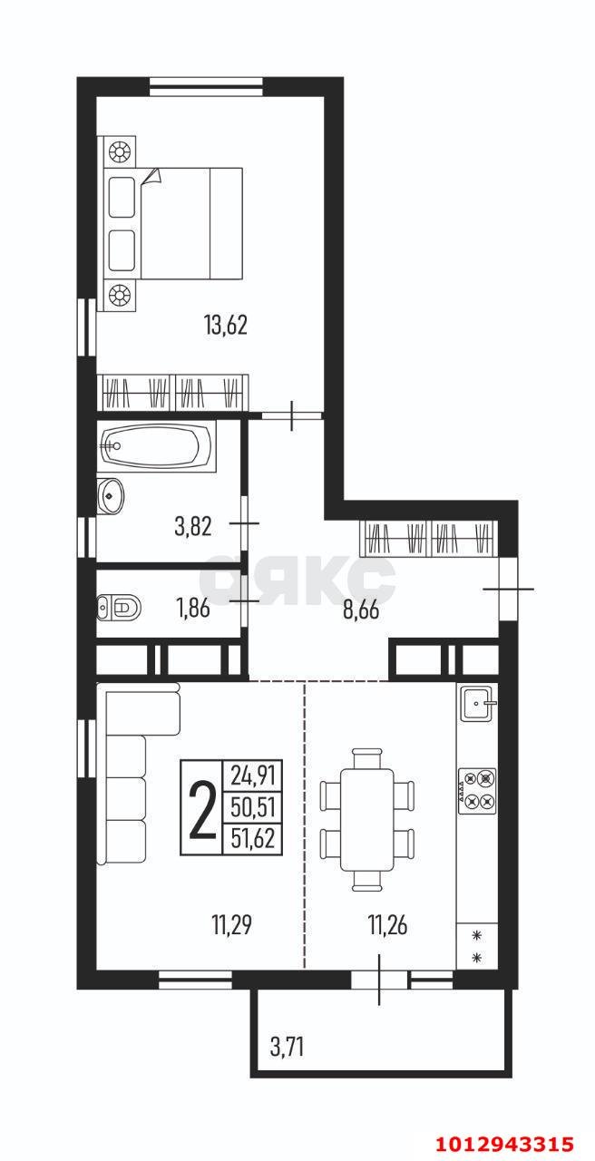 Фото №2: 2-комнатная квартира 51 м² - Краснодар, жилой комплекс Облака, ул. имени Генерала Корнилова, 9