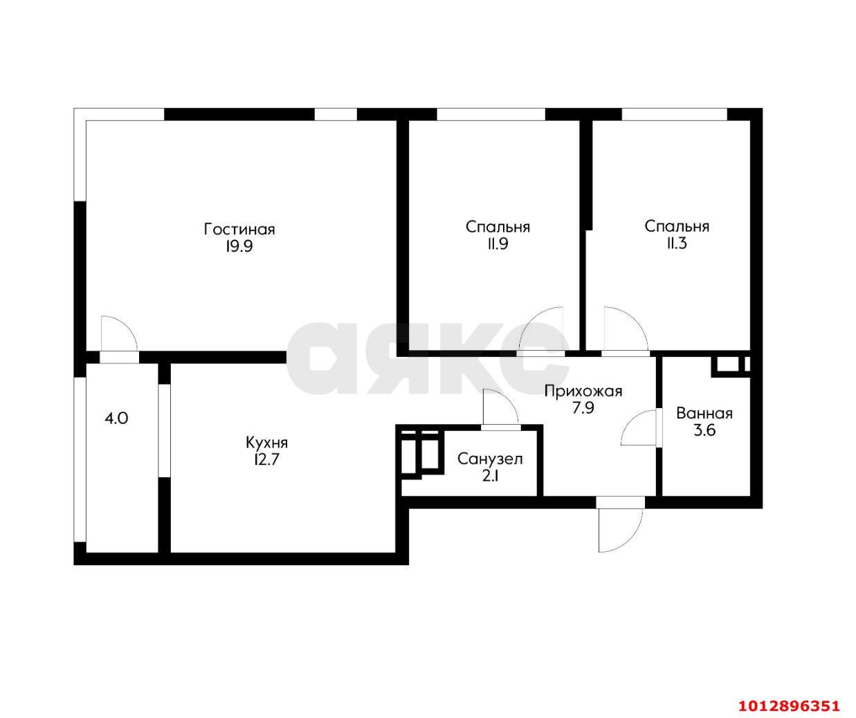 Фото №6: 3-комнатная квартира 73 м² - Краснодар, жилой комплекс Самолёт-4, ул. Константина Гондаря, 99