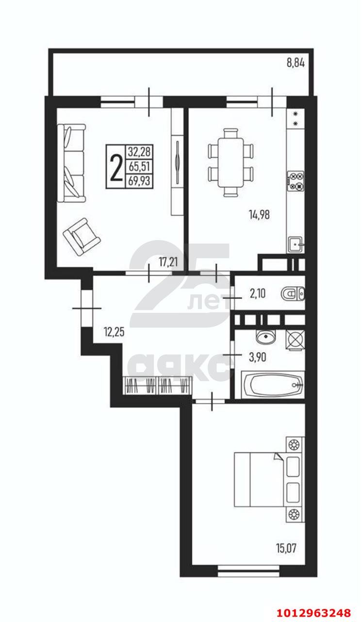 Фото №4: 2-комнатная квартира 69 м² - Краснодар, жилой комплекс На Стахановской, ул. Стахановская, 1кП