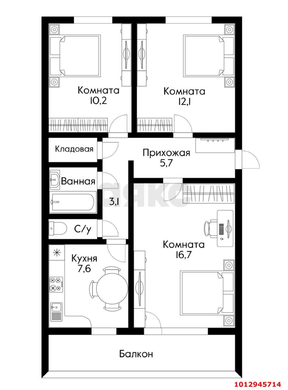 Фото №10: 3-комнатная квартира 63 м² - Краснодар, Черёмушки, ул. Димитрова, 116