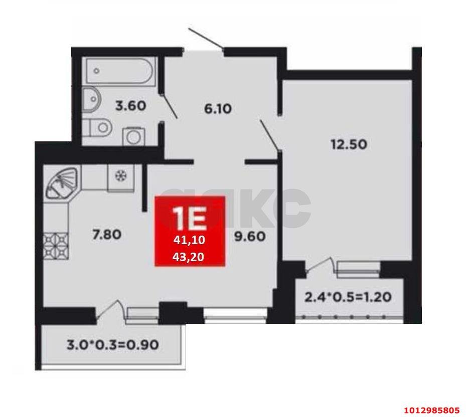 Фото №2: 1-комнатная квартира 41 м² - Краснодар, жилой комплекс Нeo-квартал Красная Площадь, ул. им. Мурата Ахеджака, 12к4