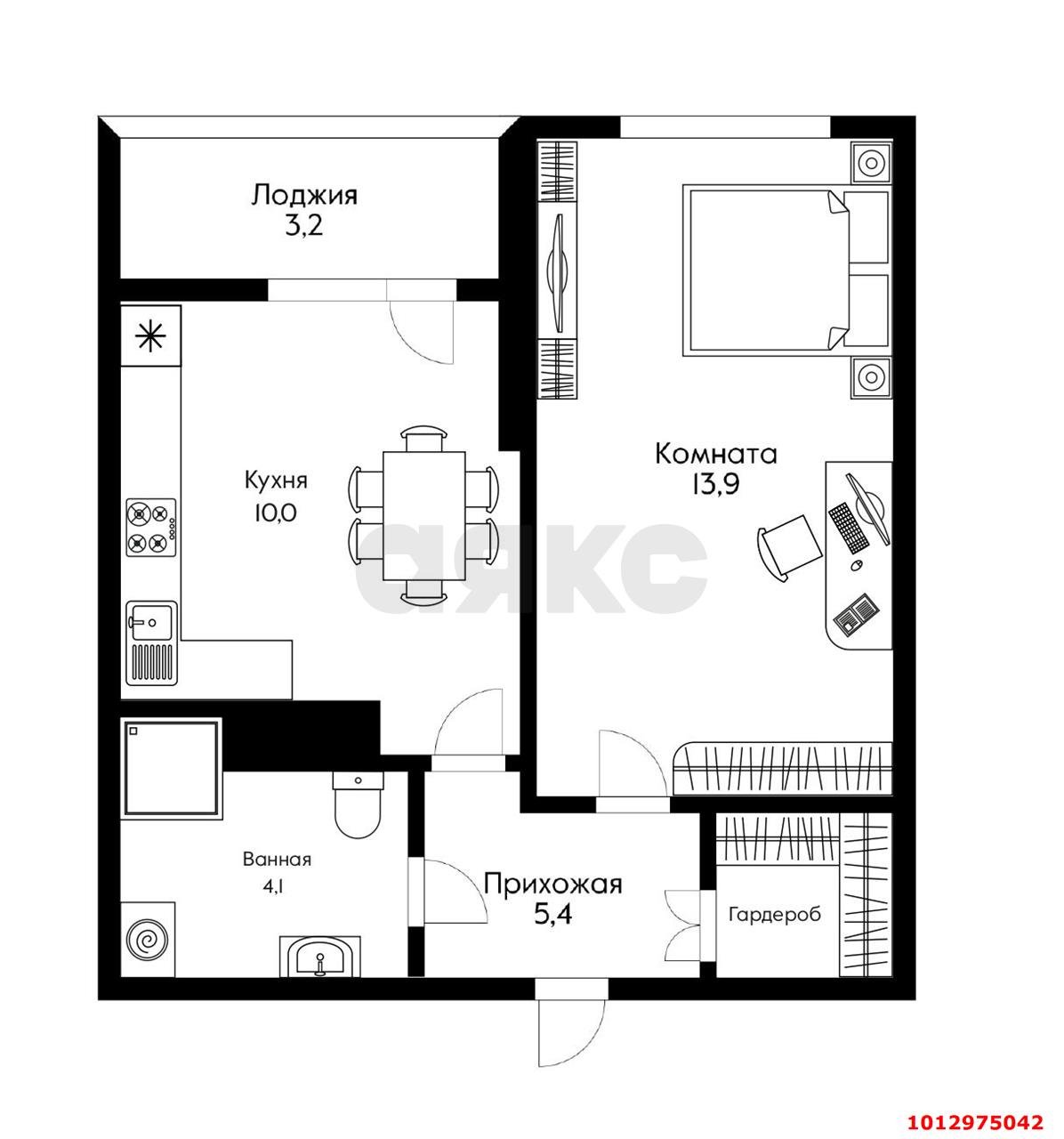 Фото №2: 1-комнатная квартира 36 м² - Краснодар, жилой комплекс Самолёт-2, ул. Западный Обход, 57к2