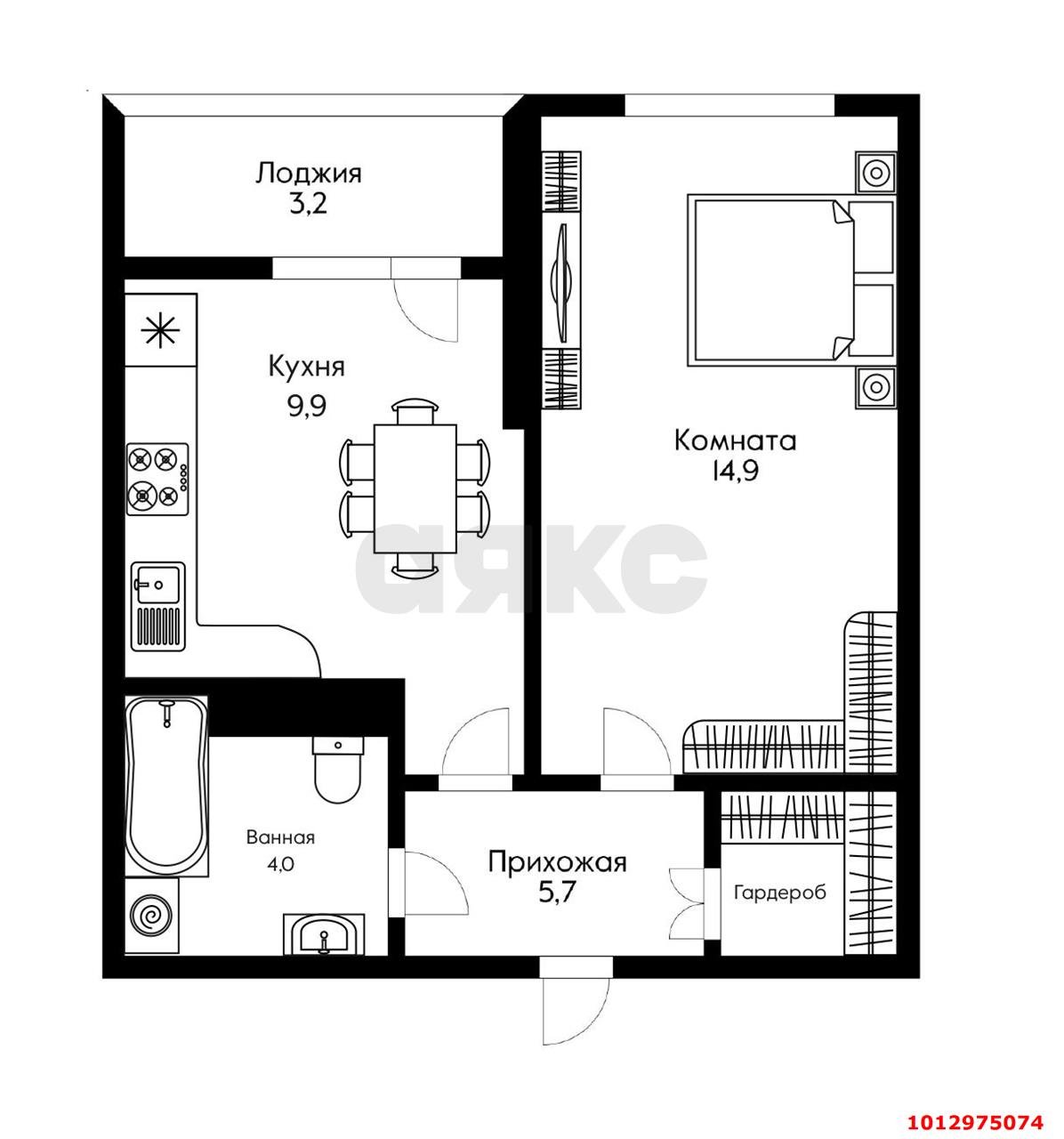 Фото №2: 1-комнатная квартира 37 м² - Краснодар, жилой комплекс Самолёт-2, ул. Западный Обход, 57