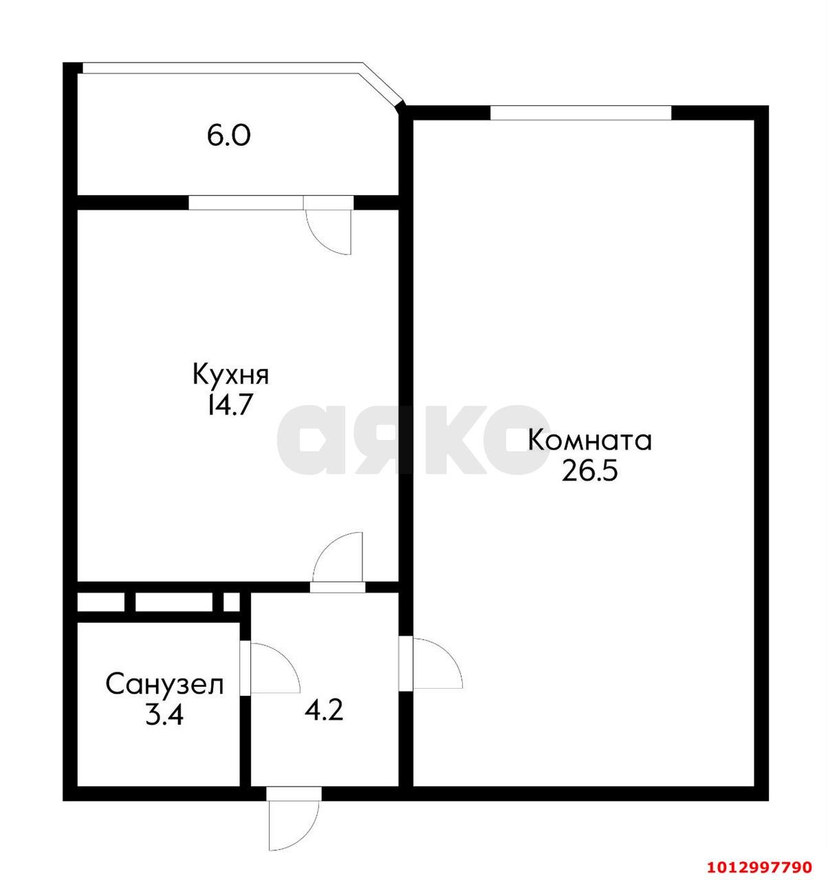 Фото №2: 1-комнатная квартира 48 м² - Краснодар, имени Маршала Жукова, ул. Александра Покрышкина, 4/5