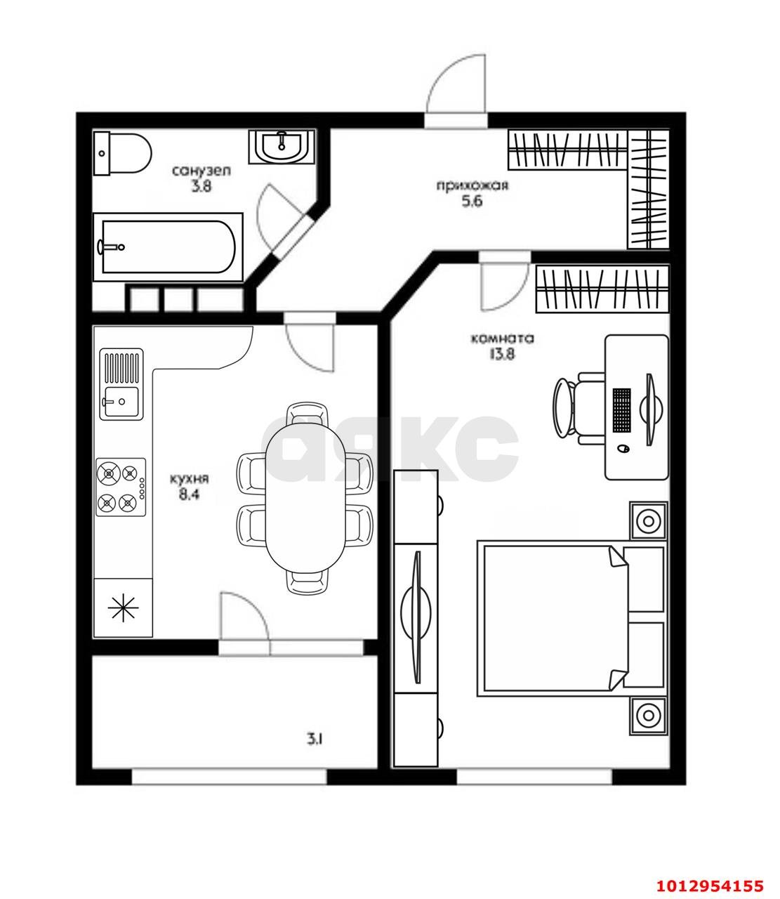 Фото №12: 1-комнатная квартира 31 м² - Новая Адыгея, ул. Западная, 1