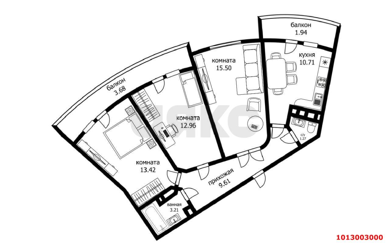 Фото №3: 3-комнатная квартира 77 м² - Краснодар, Завод Измерительных Приборов, ул. Российская, 79/2