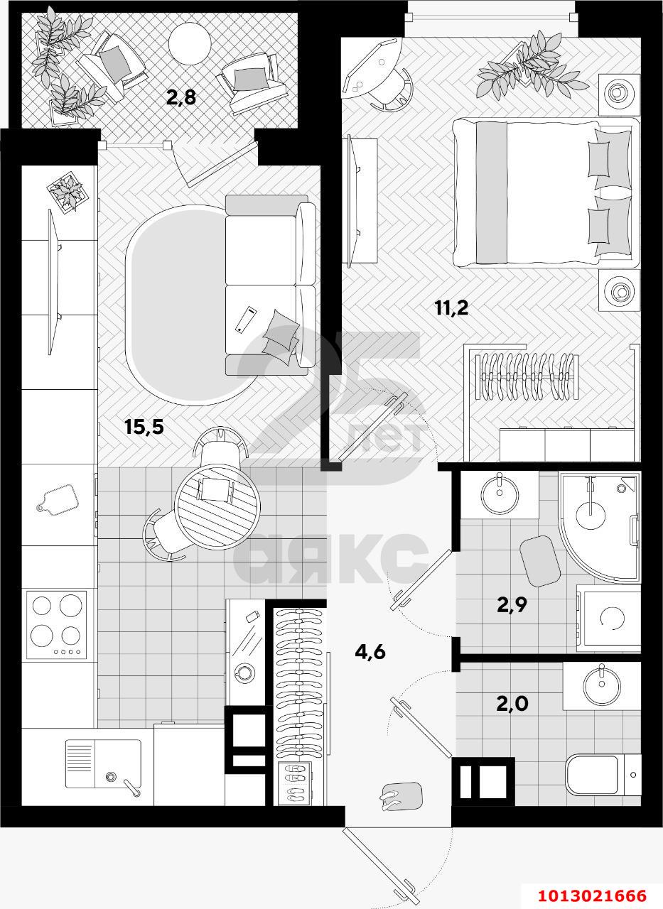 Фото №9: 1-комнатная квартира 41 м² - Краснодар, Парк Победы, ул. Героя Пешкова, 14к1