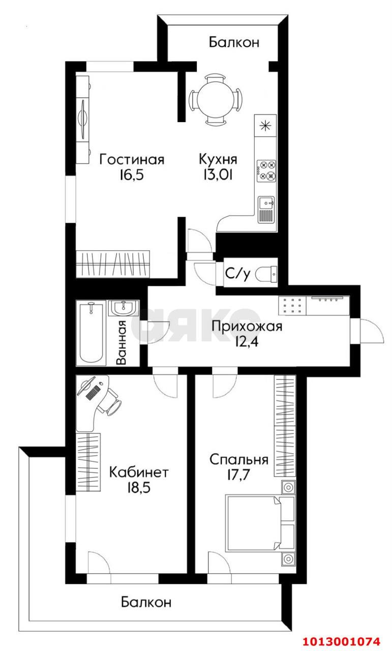 Фото №16: 3-комнатная квартира 100 м² - Краснодар, Комсомольский, ул. Тюляева, 3/2