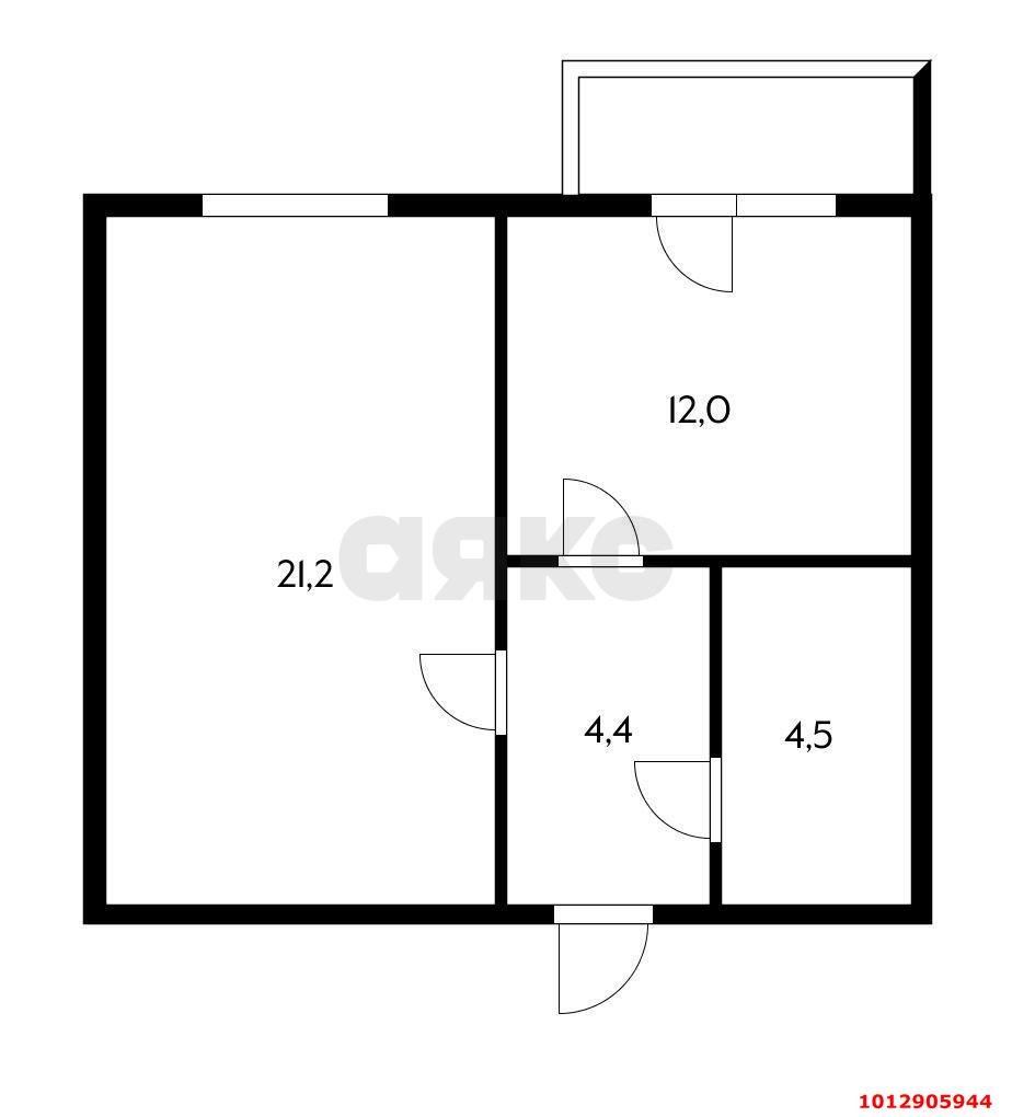 Фото №1: 1-комнатная квартира 45 м² - Российский, Прикубанский внутригородской округ, ул. Тепличная