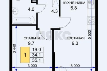 Фото №5: 1-комнатная квартира 36 м² - Краснодар, мкр. жилой комплекс Ракурс, ул. имени Героя Ростовского, 8к3