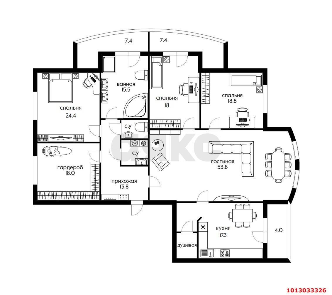 Фото №18: 5+-комнатная квартира 200 м² - Краснодар, 9-й километр, ул. Циолковского, 5