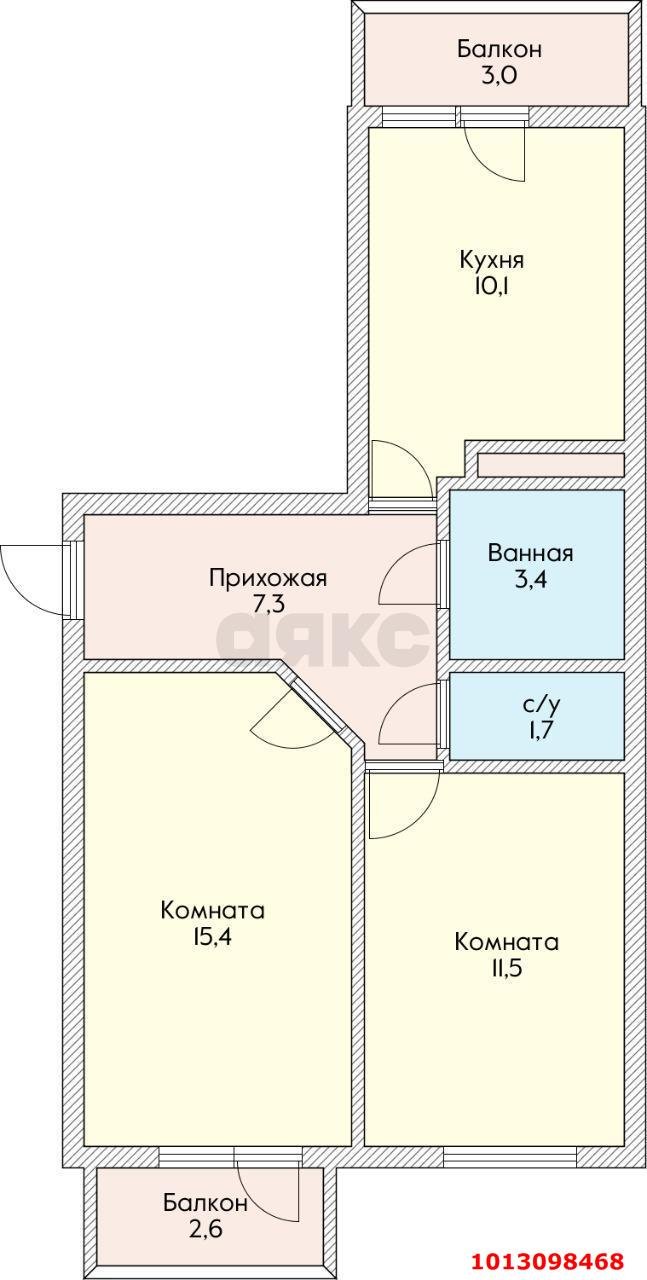 Фото №9: 2-комнатная квартира 55 м² - Краснодар, жилой комплекс На Душистой, ул. Душистая, 30к3