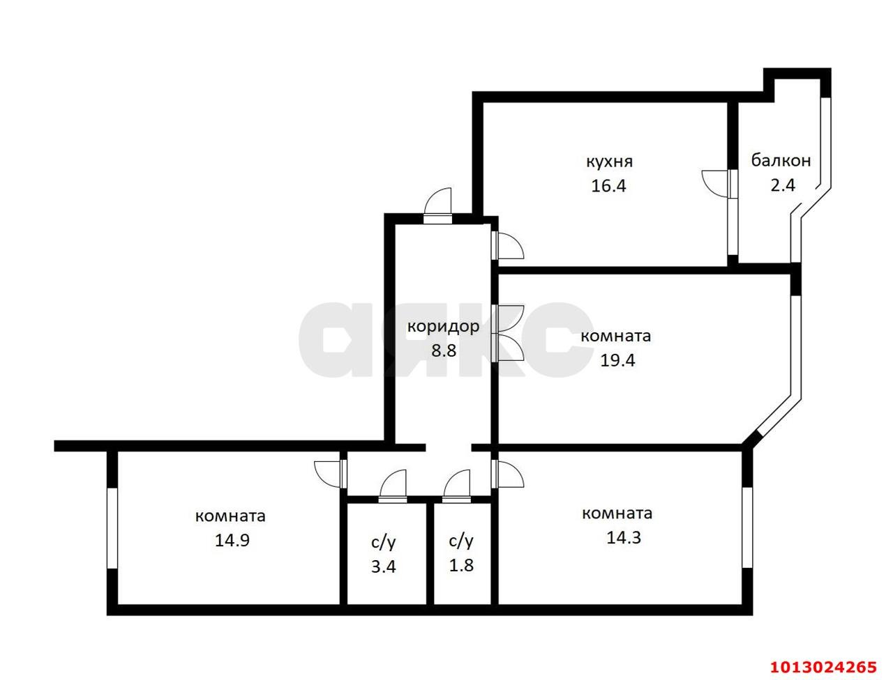 Фото №3: 3-комнатная квартира 80 м² - Краснодар, Калинино, ул. 2-я Российская, 162