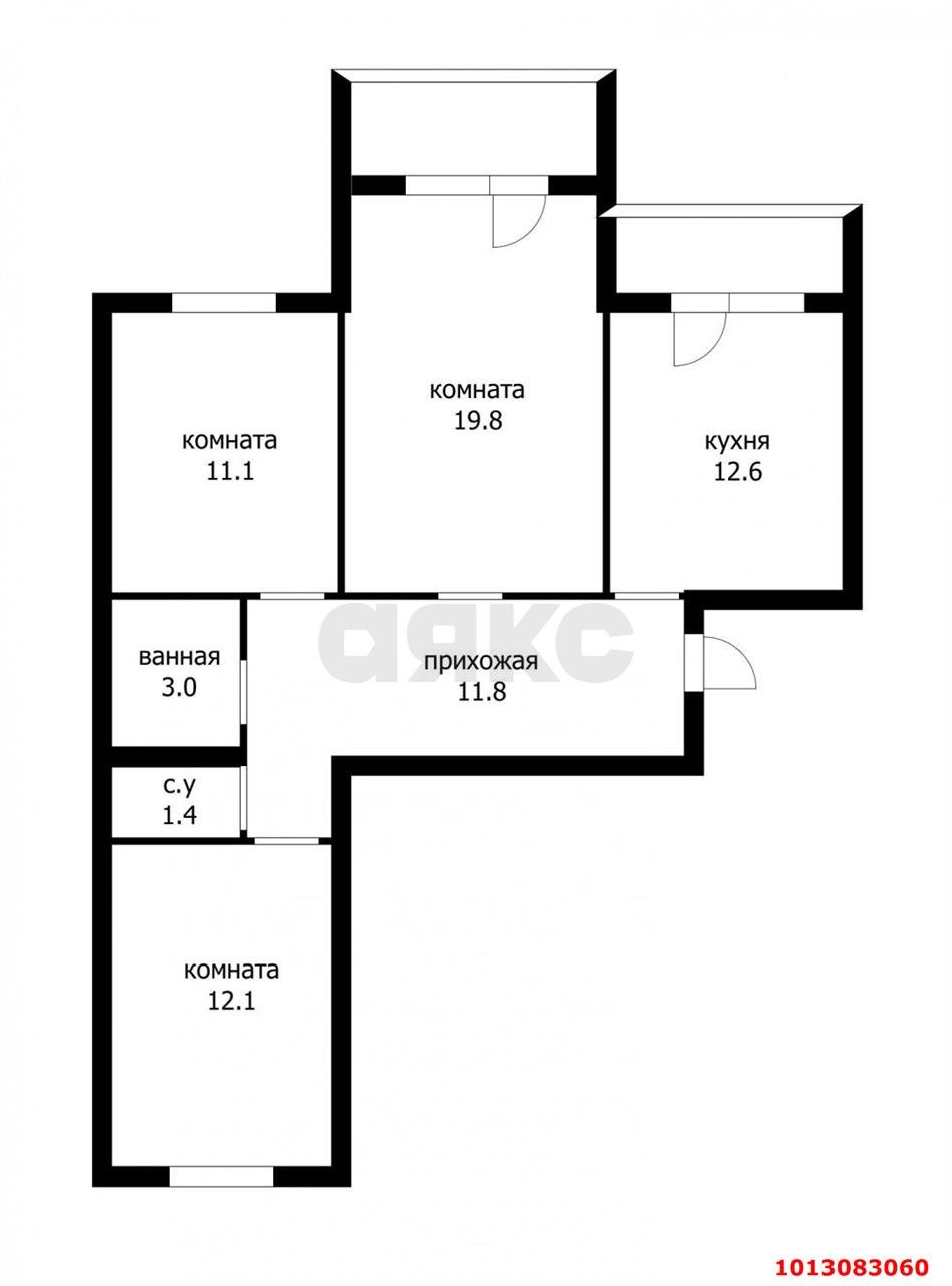 Фото №6: 3-комнатная квартира 78 м² - Краснодар, Краевая Клиническая Больница, ул. имени 40-летия Победы, 67