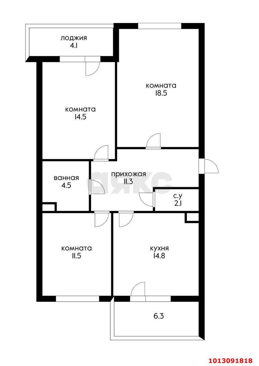 Фото №5: 3-комнатная квартира 88 м² - Краснодар, жилой комплекс Симфония, ул. Российская, 74