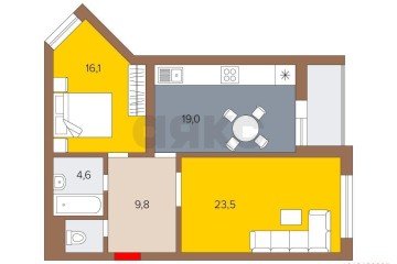 Фото №5: 2-комнатная квартира 80 м² - Краснодар, мкр. Центральный, ул. Береговая, 2к1