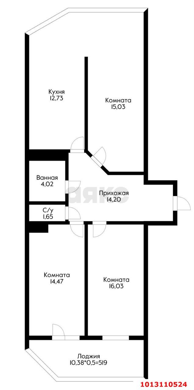 Фото №16: 3-комнатная квартира 77 м² - Краснодар, имени Петра Метальникова, ул. Цезаря Куникова, 35