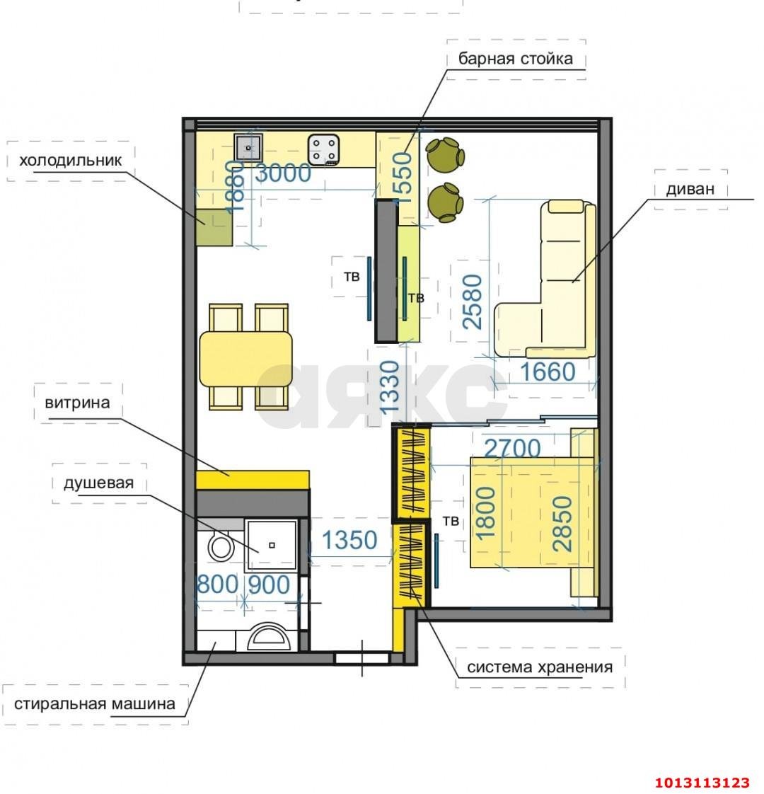 Фото №2: 1-комнатная квартира 50 м² - Краснодар, жилой комплекс Маршал, ул. Гаражная, 87