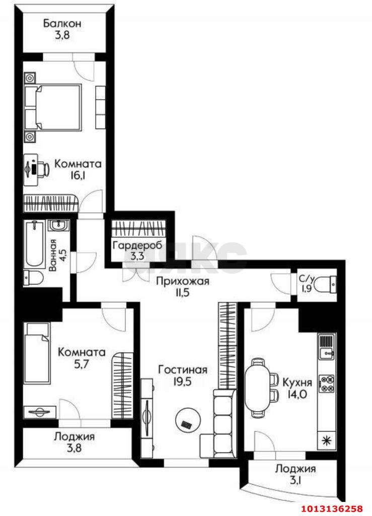 Фото №20: 3-комнатная квартира 91 м² - Краснодар, жилой комплекс Зеленодар, ул. Садовое Кольцо, 3