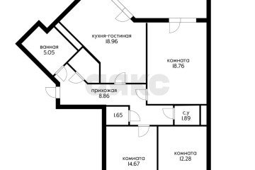 Фото №2: 3-комнатная квартира 95 м² - Краснодар, мкр. жилой комплекс Сограт, ул. Красных Партизан, 4/15