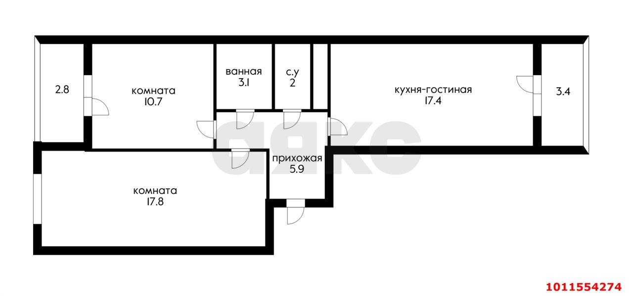 Фото №10: 2-комнатная квартира 63 м² - Краснодар, Парк Победы, ул. Героя Пешкова, 14к3