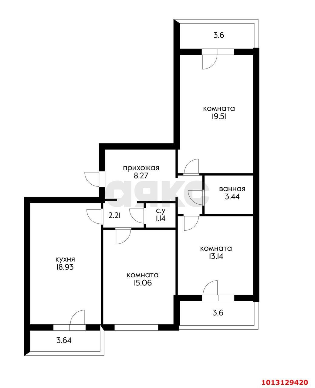 Фото №13: 3-комнатная квартира 78 м² - Краснодар, Восточно-Кругликовский, ул. Героя А.А. Аверкиева, 21