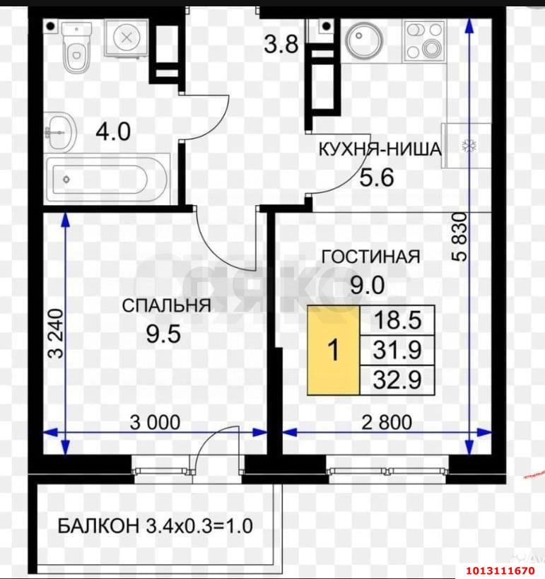 Фото №7: 1-комнатная квартира 36 м² - Краснодар, жилой комплекс Ракурс, ул. имени Героя Ростовского, 8