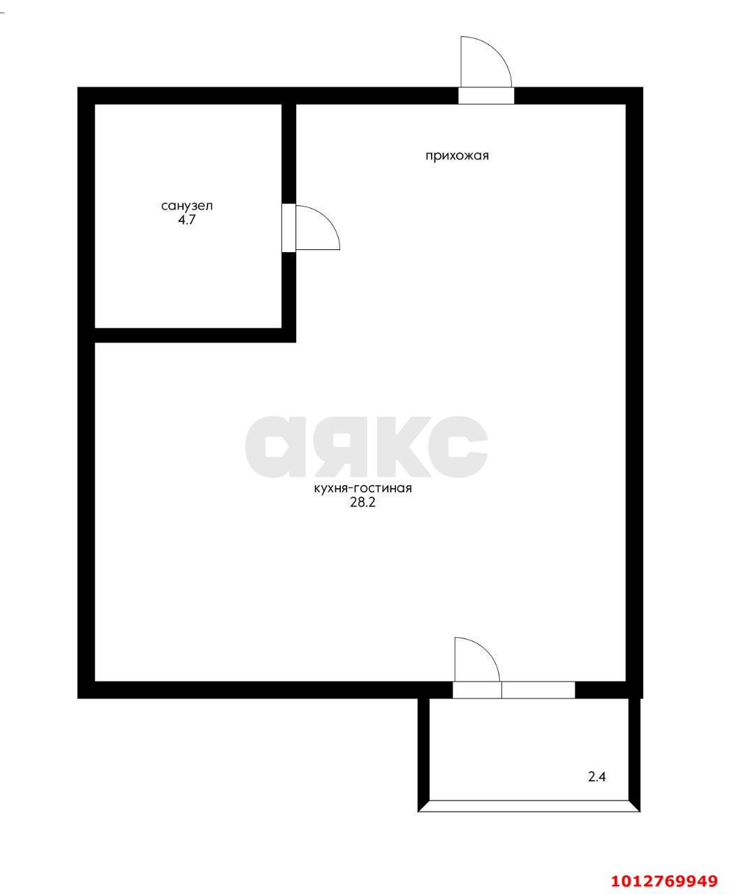 Фото №4: Студия 32 м² - Новая Адыгея, жилой комплекс Мега, ул. Бжегокайская, 90/5к3