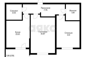 Фото №2: 2-комнатная квартира 58 м² - Краснодар, мкр. жилой комплекс Облака, ул. имени Генерала Корнилова, 9к3