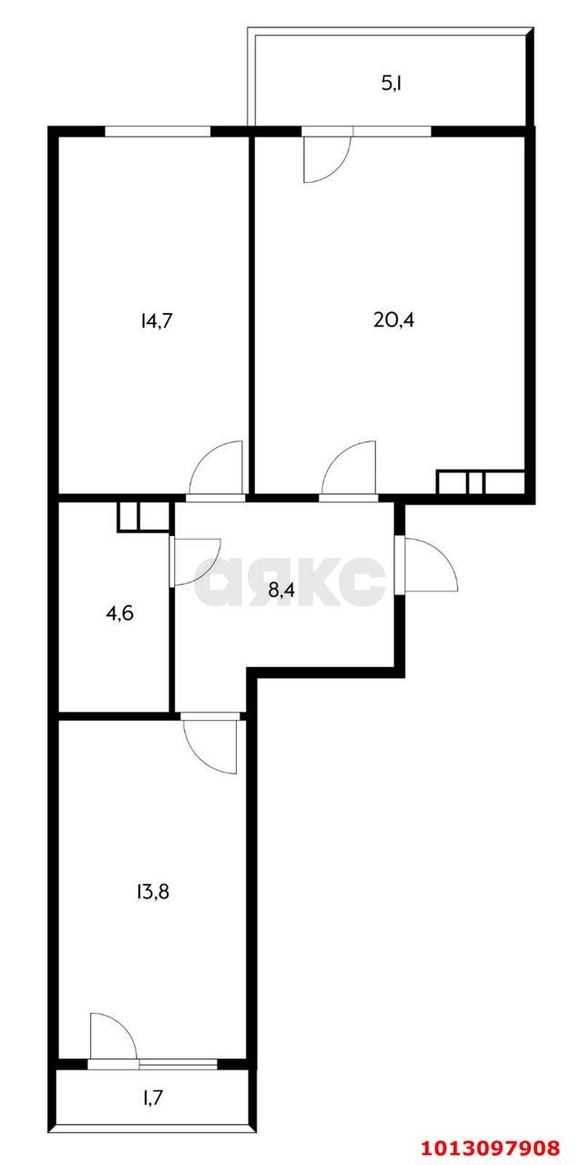 Фото №3: 2-комнатная квартира 62 м² - Краснодар, жилой комплекс Дыхание, ул. Лётчика Позднякова, 2к13